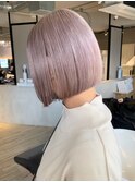 ba363_ニュアンスカラーオン眉ショートミルクティーピンクボブ