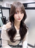 ロング前髪カット顔周りレイヤーくびれヘア_F20518