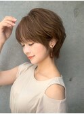 ミルクティーベージュ/レイヤーボブ/韓国巻き/顔周りカット/池袋