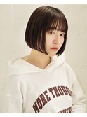 暗髪カラー 切りっぱなし ミニボブ シースルーバング☆