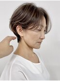 くびれショートボブ40代50代グレイカラー白髪染め白髪ぼかし