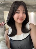 透明感カラー グレージュ くびれミディアム【肥田亜沙美】