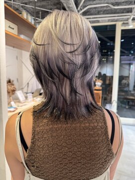 エルム 原宿 表参道(yelm) 【デザインカラー×ウルフ】#ブリーチ#ハイライト#髪質改善