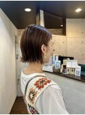 切りっぱなし ミニボブ×アプリコットカラー