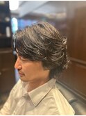 センター分け+ニュアンスパーマ