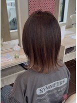 アース 会津若松店(HAIR&MAKE EARTH)&nbsp;ダークブラウン×裾ゴールドの外ハネボブ
