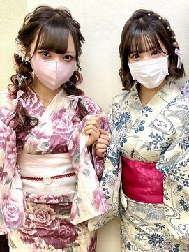 アップスニニー(up's niny) お友達と一緒に『浴衣着付け＋ヘアセット』(^-^)可愛い！