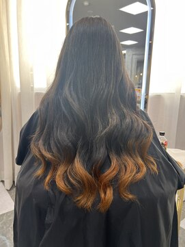 ガルボヘアー 名古屋栄店(garbo hair) #プルエクステ#裾カラー#オレンジ#10代#20代#名古屋