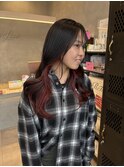 インナーカラーチェリーピンクダブルカラーゆるふわなみウェーブ