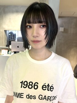 ハウ 心斎橋(how) 大人可愛いストレートくびれボブインナーカラー肩ライン外ハネ