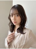 シースルーバング/顔まわりレイヤー/レイヤーカット/ブラウン