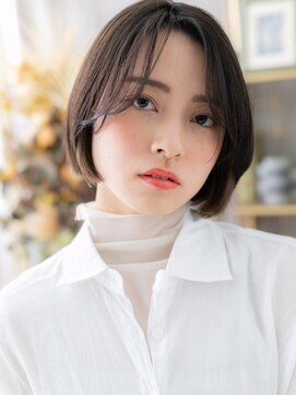 カバーヘア イヴ 戸頭店(COVER HAIR EVE) 黒髪かきあげ小顔切りっぱなしボブレイヤーh4戸頭20代30代40代
