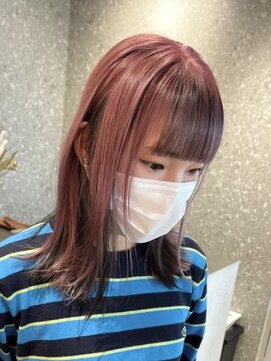 サンク 原宿 表参道(cinq) ダブルカラーピンクベージュカラーケアブリーチインナーカラー