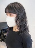 ミディアムパーマ_チェリーブラウンフェミニンロング_ba405491