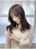 ショコラアッシュ/ヘルシースタイル/ふんわりカール/前髪カット