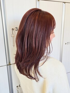 ヘアメイク アリエス 岩切店(HAIR MAKE aries) フューシャピンクレイヤースタイル 仙台 岩切 利府 30代40代