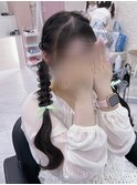 編みおろしツインテール