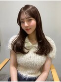 顔周りレイヤーカットマロンブラウンカラーくびれヘア