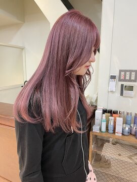 ニコ トウキョウ 渋谷(nico TOKYO) ダブルカラーチェリーレッドピンクブラウン韓国レイヤーロング