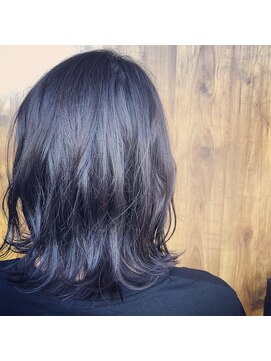 ブルー(BLUE) セミディ×アッシュグレー