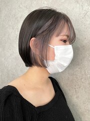 ミルクティーベージュダブルカラーインナーカラー韓国20代前髪