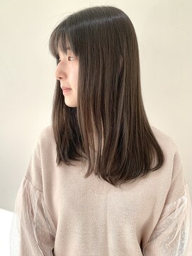 フォーク FOLK 【FOLK】暗くても透ける透明感グレージュ前髪アリセミロング♪