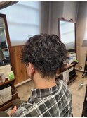 20代30代メンズスパイラルパーマワイルドオシャレ感アッシュ