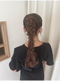 編みおろしポニー ポニーテール 編みおろし お呼ばれヘア