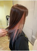 難波美容室　ピンクカラー/イヤリングカラー/インナーカラー
