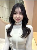 くびれ巻き　ブルーブラック　地毛風カラー　シースルー前髪