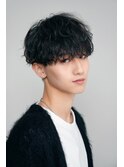 心斎橋シャドウパーマメンズマッシュウルフカット波巻きパーマ