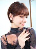 くびれヘア/アプリコットオレンジ/レイヤー/ショートボブ/韓国