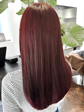 ラレイ ハラジュク(Lalei harajuku) 【白石】ブリーチなし赤髪チェリーレッドロング艶カラー暖色原宿