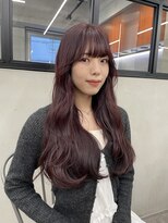 ニコ トウキョウ 渋谷(nico TOKYO)&nbsp;ダブルカラーチェリーレッドピンクブラウン韓国レイヤーロング