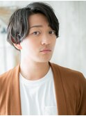 ブラックかき上げビジネス斜めバングスーツマッシュZ上尾