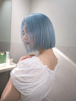 サロウィン 那覇店(SALOWIN)&nbsp;アイスブルー×タイトボブ×韓国風ミニボブ