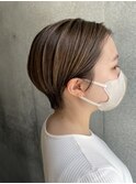 大人可愛い20代30代40代黒髪前下がりショートボブ丸みショート◎