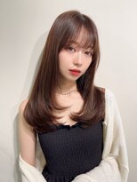 アールサロン 名駅(Rr SALON)&nbsp;グレージュカラー斜めバングデザインカラーシルキーベージュ