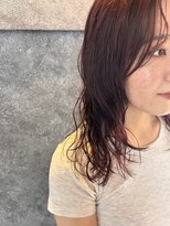 アルウ(Aru)&nbsp;ゆるっとミディパーマ×ボルドーカラー