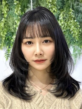 ビューブルー 亀戸錦糸町(VIEW BLUE) 美髪カールブルーブラック韓国レイヤーロングセミディ顔周り前髪