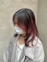 インフィニティー infinity HAIR SPACE BLOOM バレイヤージュ風ワインレッドカラー