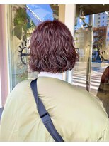 コンビネーション(combination)&nbsp;レッドブラウンカラー　ミニボブパーマ　なみなみパーマ