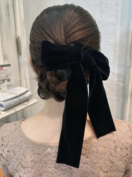 結婚式参列ヘア/パーティーヘアセット/タイトシニヨン