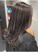 デザインカラーバレイヤージュ細めハイライト白髪ぼかし東京銀座