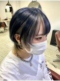 【お客様スタイル】ウルフカット×ブルーネイビー×ホワイト