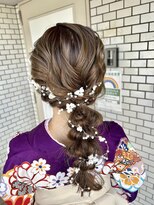 卒業式ヘアセット　袴着付け　編み下ろし