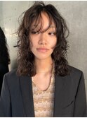 ボブウルフパーマ　ウルフカット　くせ毛風パーマ