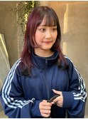 ボルドーカラーカシスカラー姫カットレイヤー赤レッドピンク
