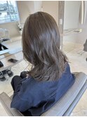 オリーブベージュミディアムレイヤー顔まわり前髪群馬太田