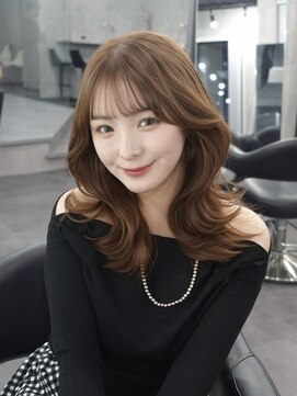 ラベル 渋谷(LAVEL) ミディアムレイヤー×ブリーチなしブラウンベージュ